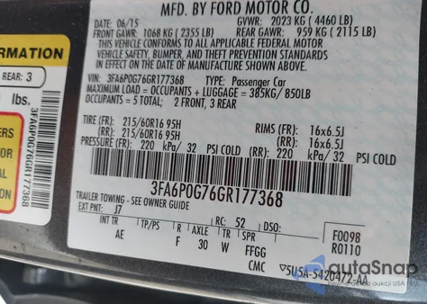 2016 Ford Fusion S from USA, damaged, VIN 3FA6P0G76GR177368